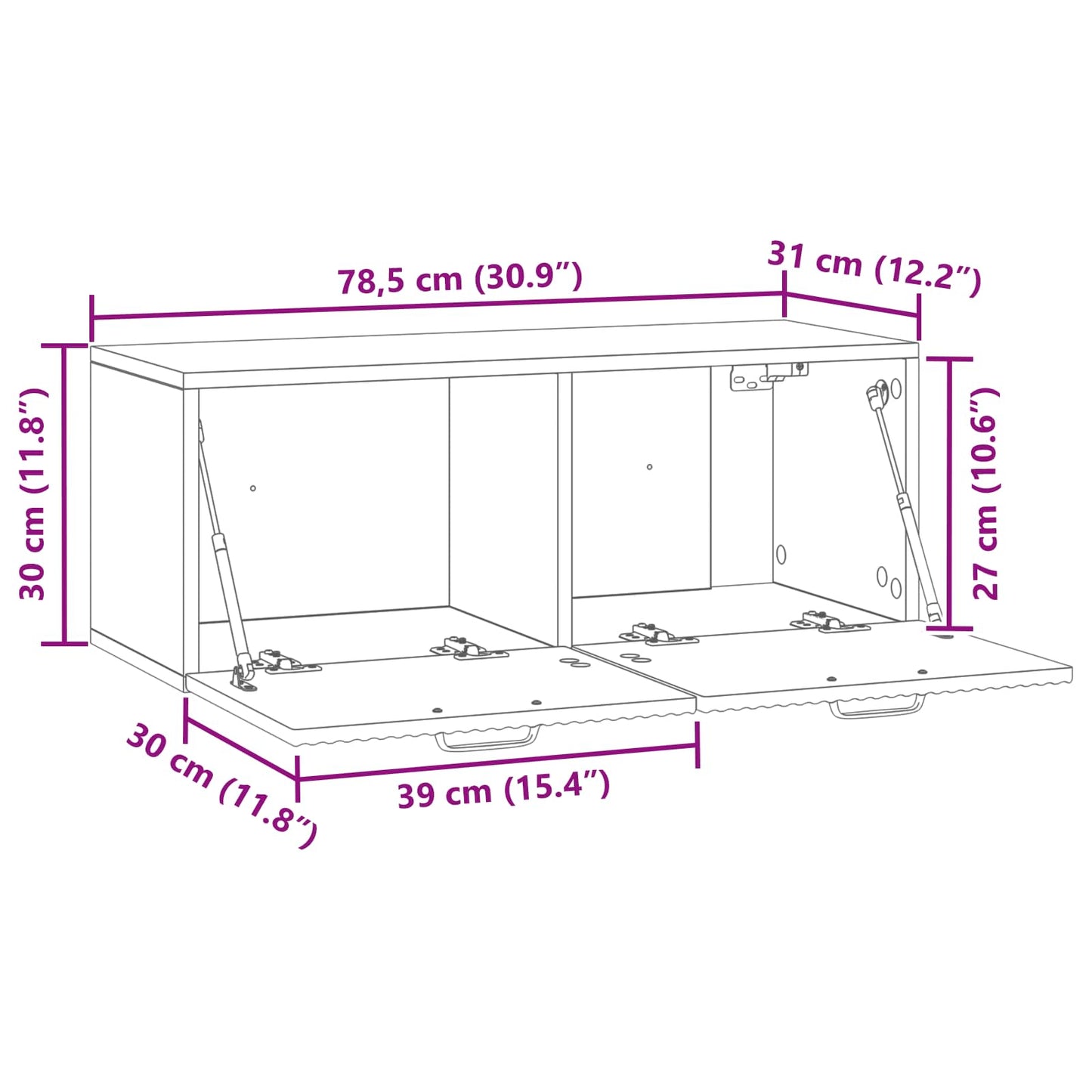 Fali TV szekrény Sonoma Tölgy 78,5 x 31 x 30 cm Szerelt Fa