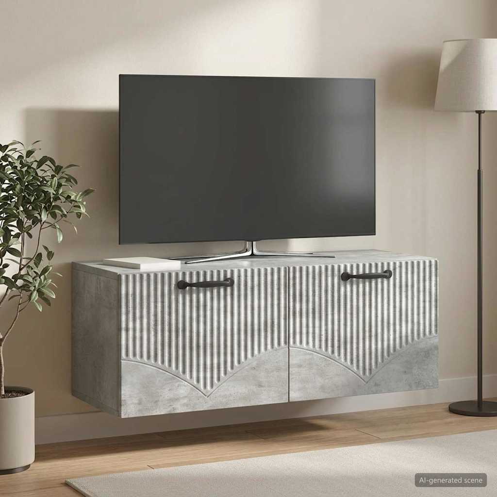 Fali TV szekrény Betonszürke 78,5 x 31 x 30 cm Szerelt Fa