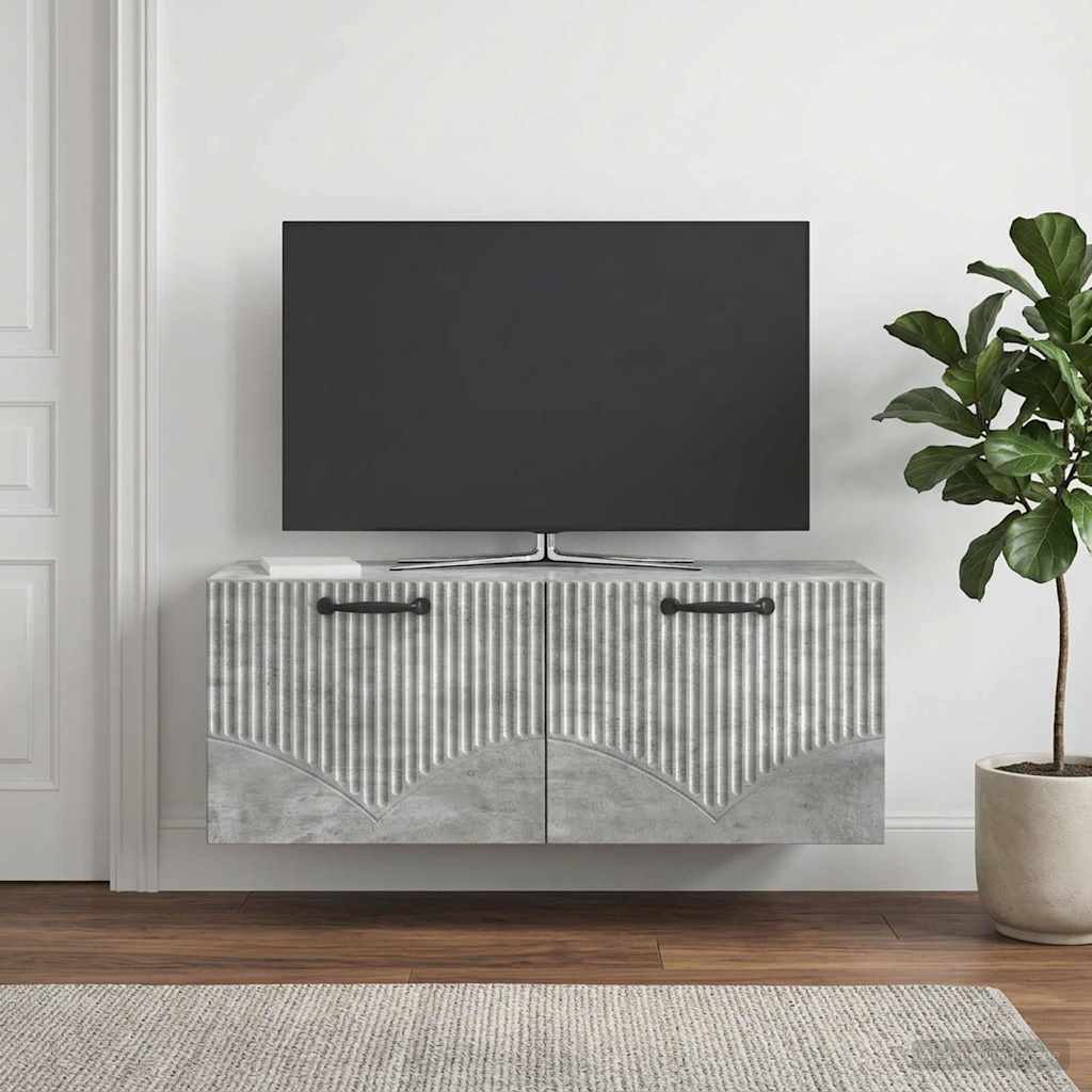Fali TV szekrény Betonszürke 78,5 x 31 x 30 cm Szerelt Fa