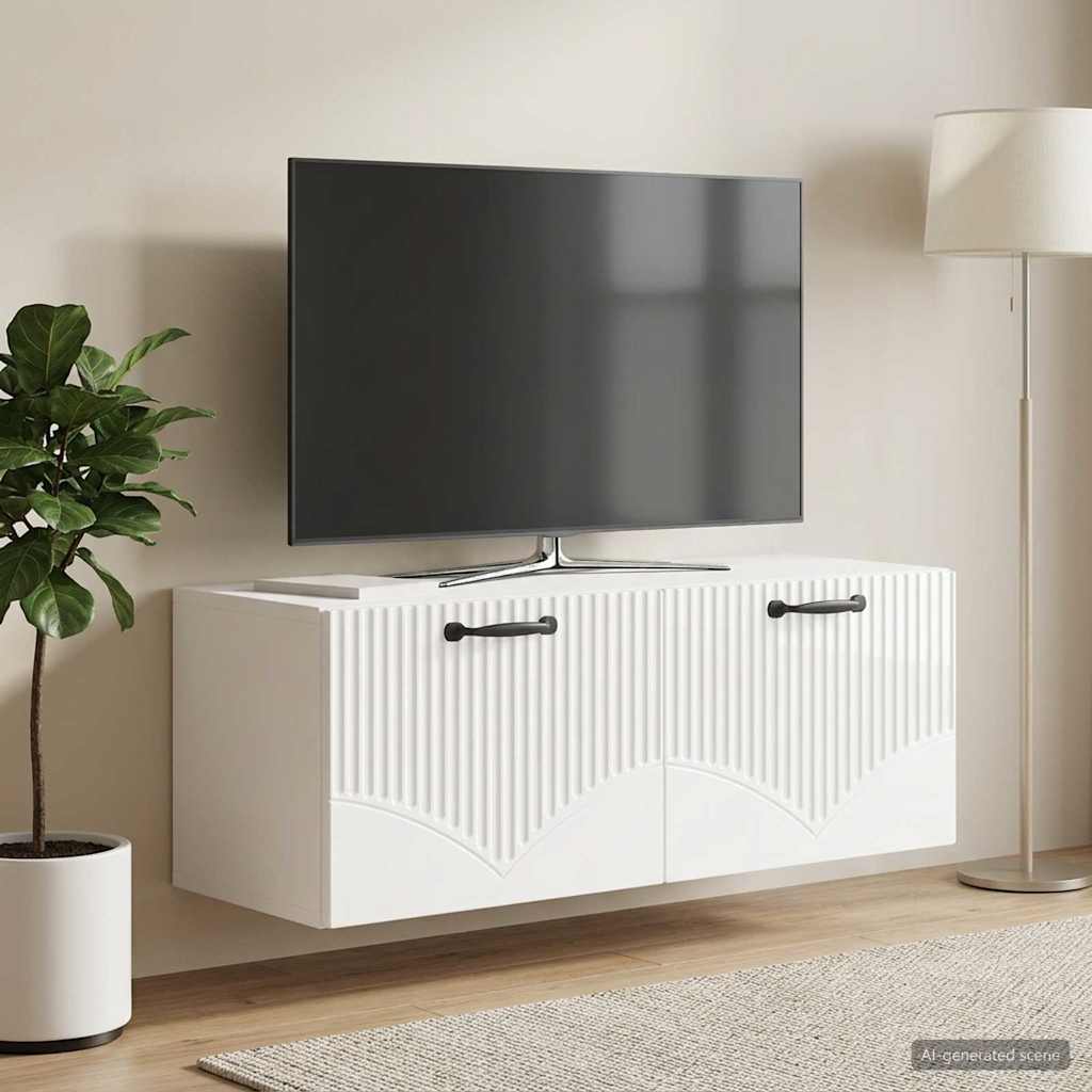 Fali TV szekrény Magasfényű Fehér 78,5 x 31 x 30 cm Szerelt Fa