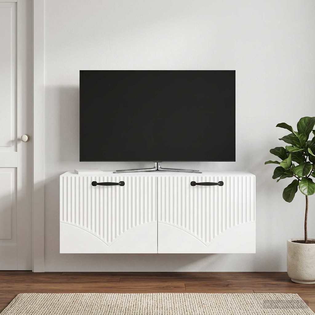 Fali TV szekrény Magasfényű Fehér 78,5 x 31 x 30 cm Szerelt Fa