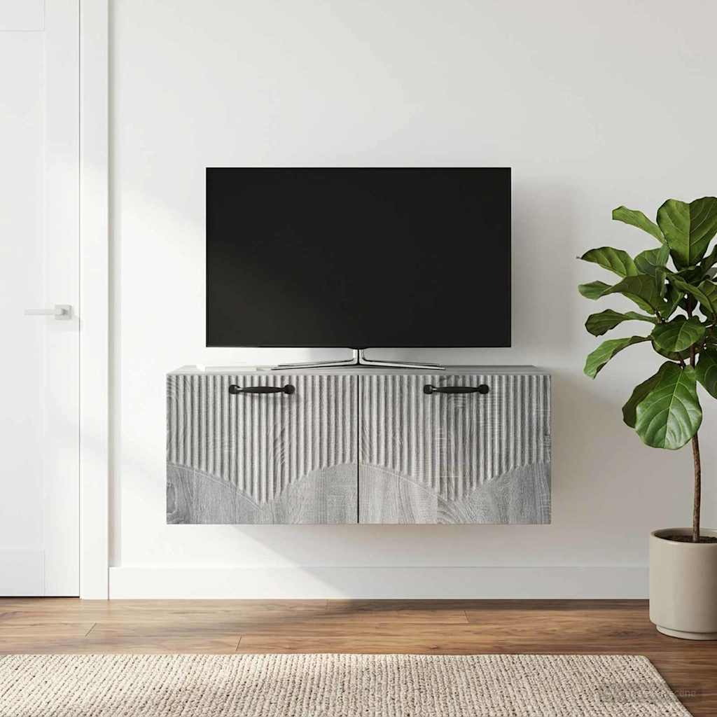 Fali TV szekrény Szürke Sonoma 78,5 x 31 x 30 cm Szerelt Fa