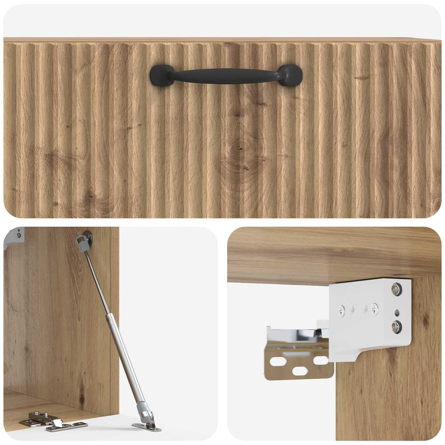 Fali TV szekrény 78,5 x 31 x 30 cm Kézműves Tölgy Szerelt Fa