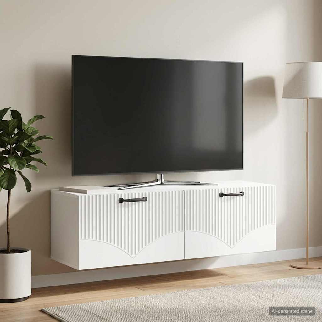 Fali TV szekrény Fehér 98 x 31 x 30 cm Szerelt Fa
