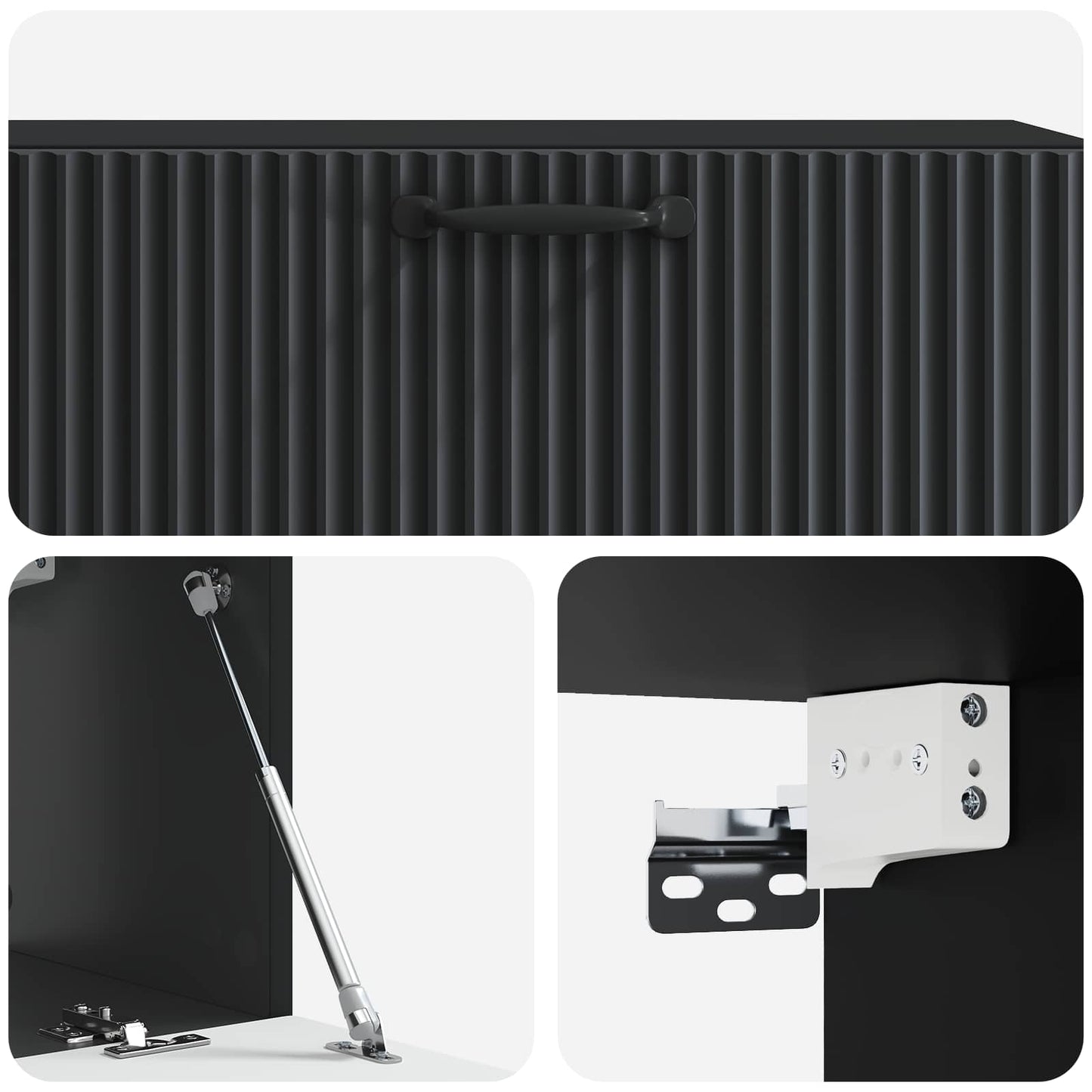 Fali TV szekrény Fekete 98 x 31 x 30 cm Szerelt Fa