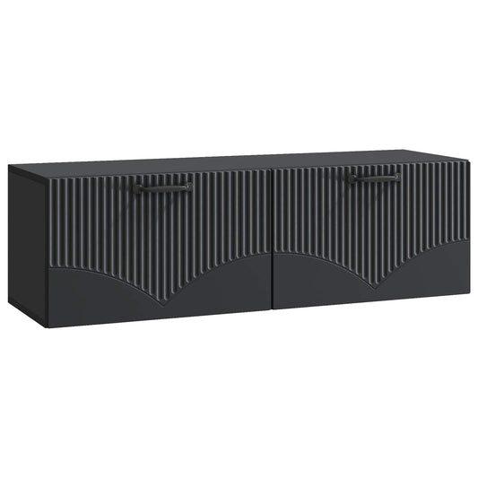 Fali TV szekrény Fekete 98 x 31 x 30 cm Szerelt Fa