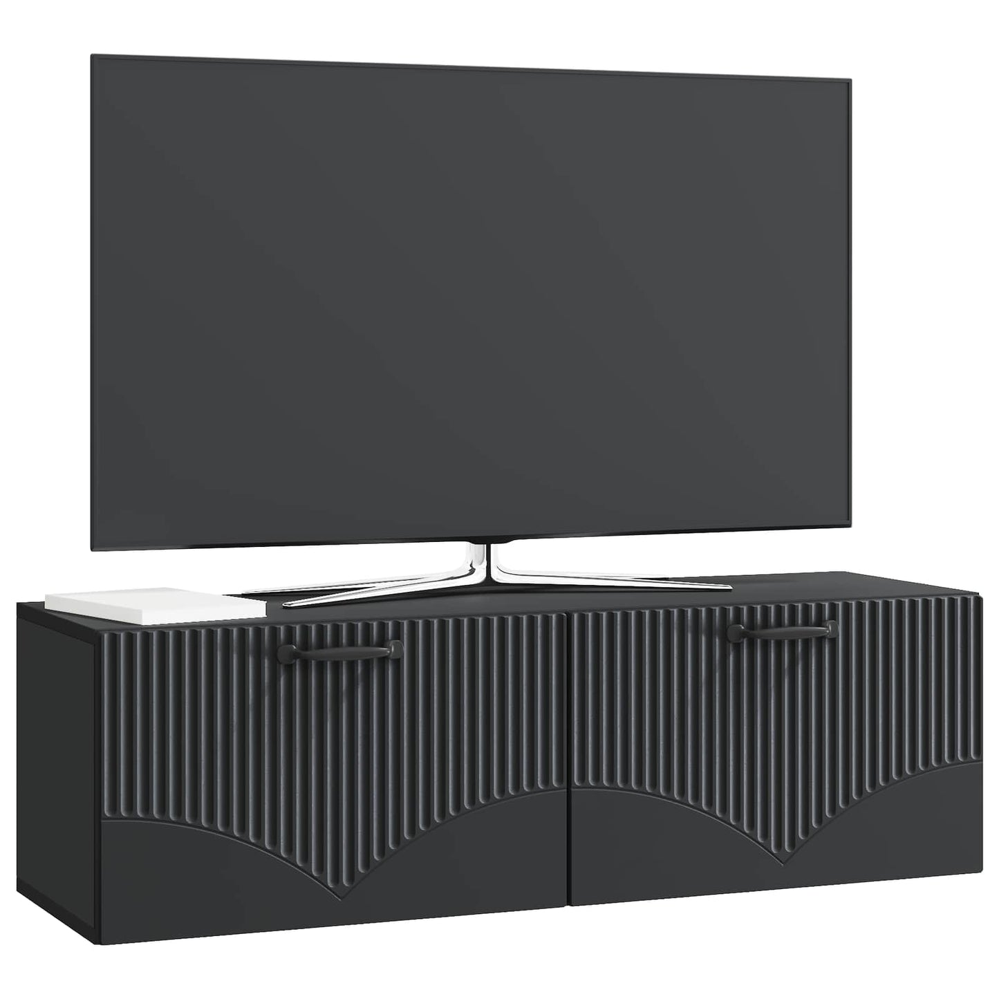 Fali TV szekrény Fekete 98 x 31 x 30 cm Szerelt Fa