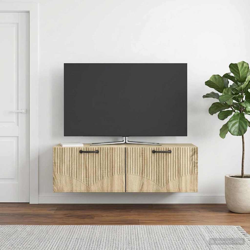 Fali TV szekrény Sonoma Tölgy 98 x 31 x 30 cm Szerelt Fa