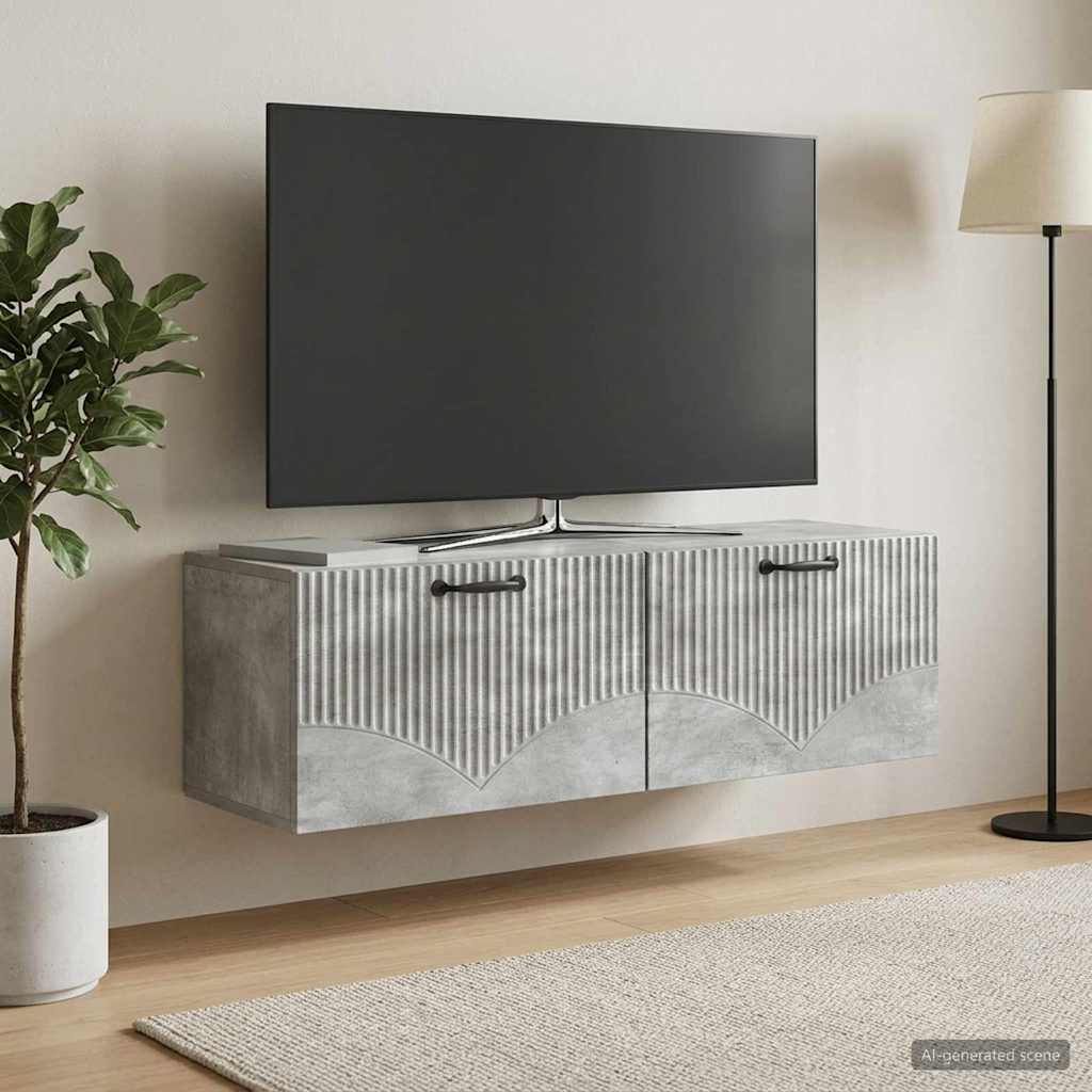 Fali TV szekrény Betonszürke 98 x 31 x 30 cm Szerelt Fa