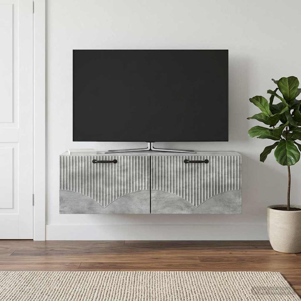 Fali TV szekrény Betonszürke 98 x 31 x 30 cm Szerelt Fa