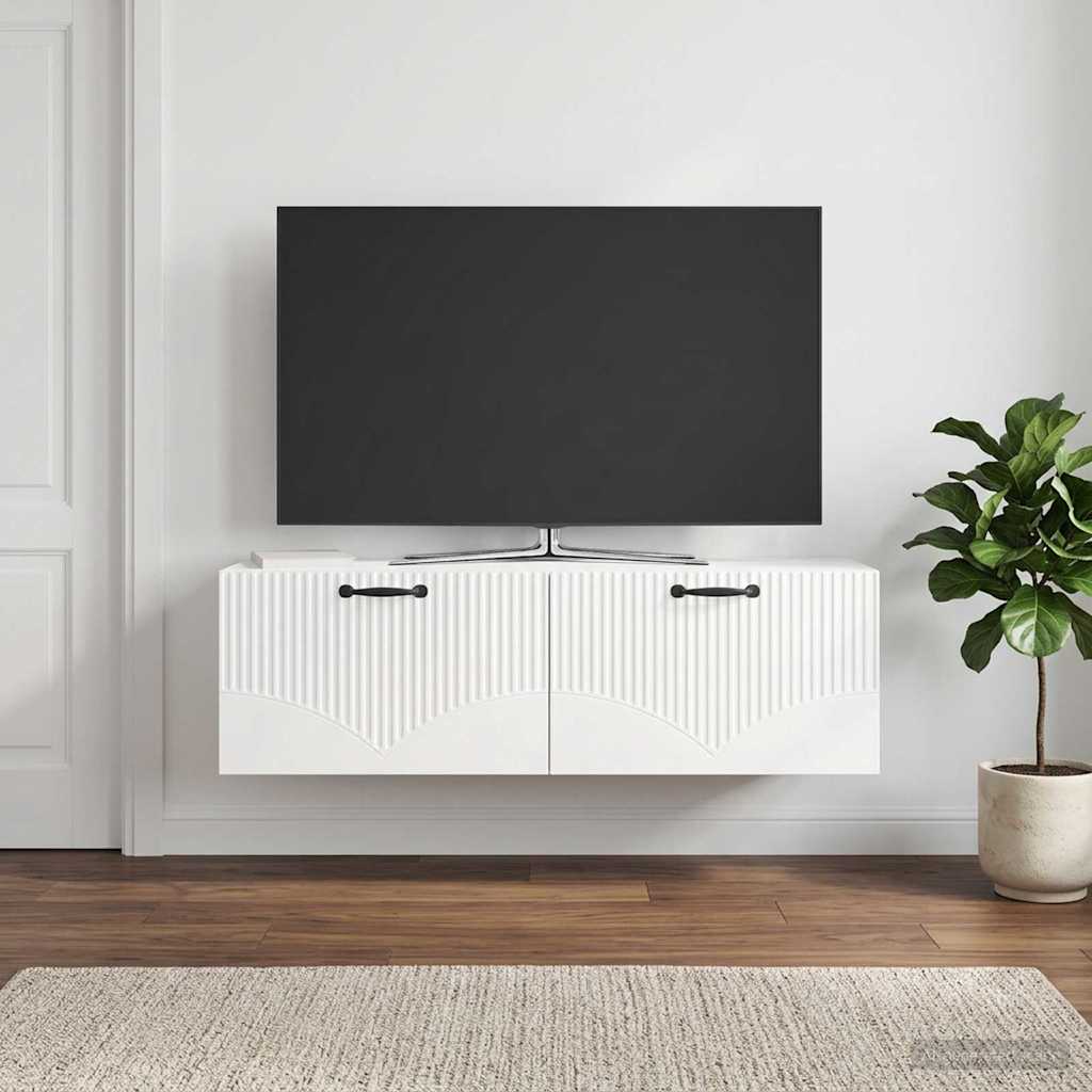 Fali TV szekrény Magasfényű Fehér 98 x 31 x 30 cm Szerelt Fa