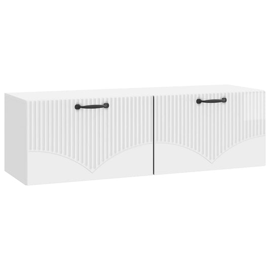 Fali TV szekrény Magasfényű Fehér 98 x 31 x 30 cm Szerelt Fa