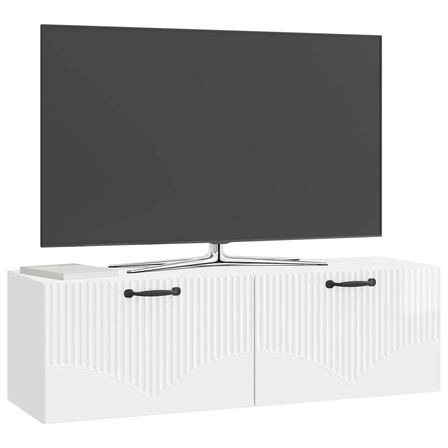 Fali TV szekrény Magasfényű Fehér 98 x 31 x 30 cm Szerelt Fa