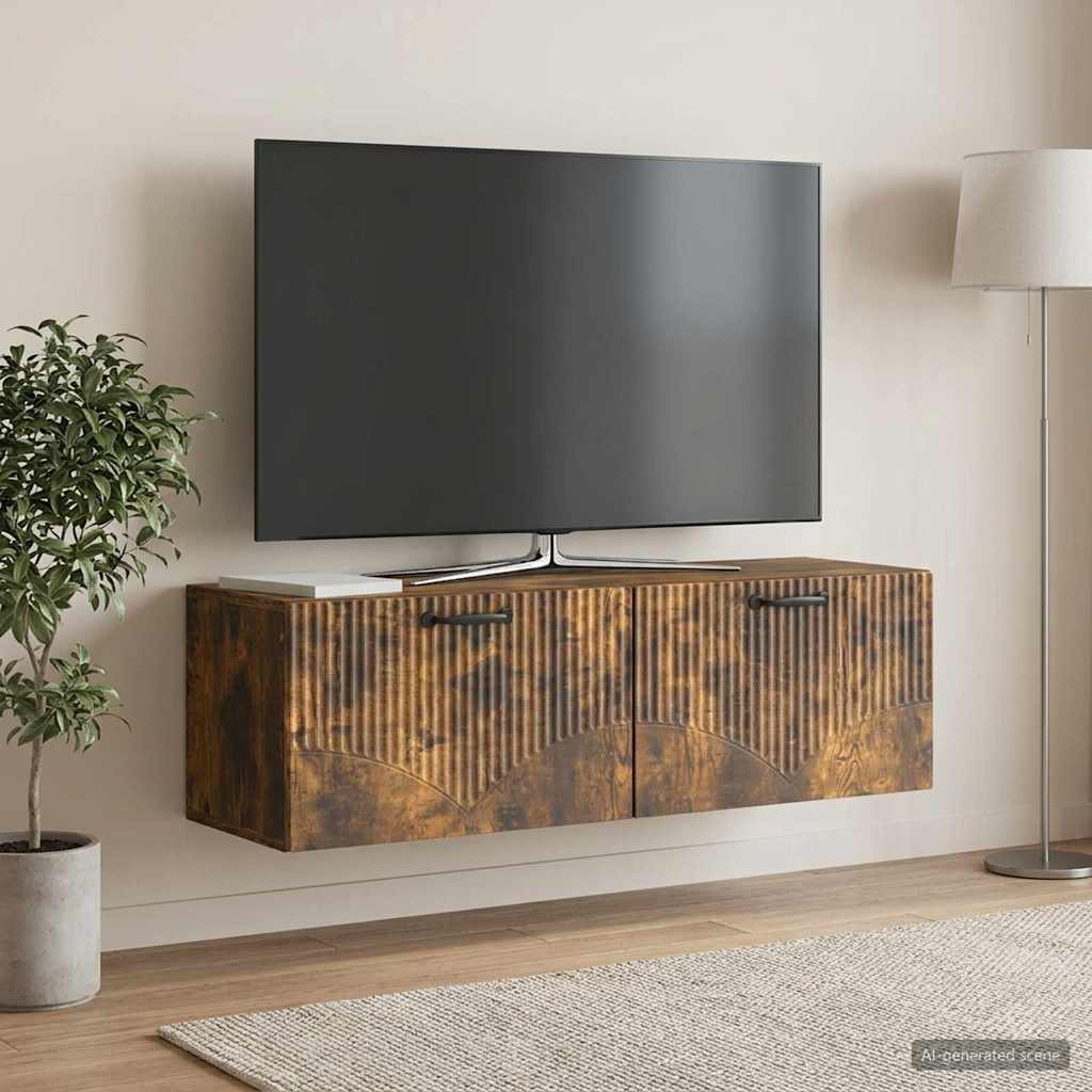 Fali TV szekrény Füstös Tölgy 98 x 31 x 30 cm Szerelt Fa