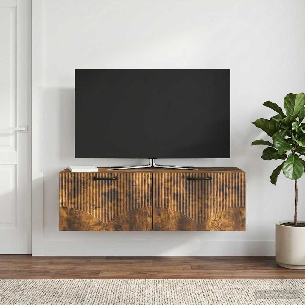 Fali TV szekrény Füstös Tölgy 98 x 31 x 30 cm Szerelt Fa
