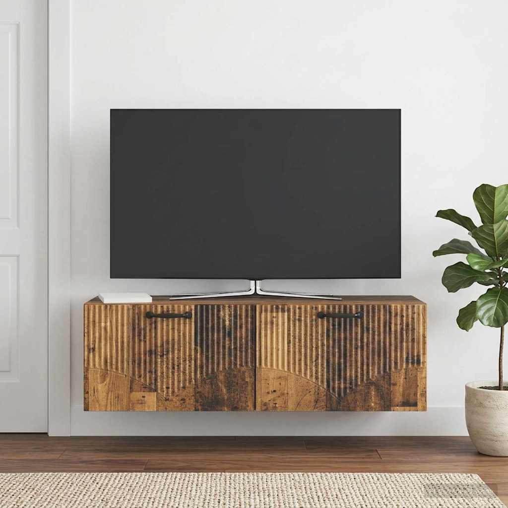 Fali TV szekrény Antik Fa 98 x 31 x 30 cm Szerelt Fa