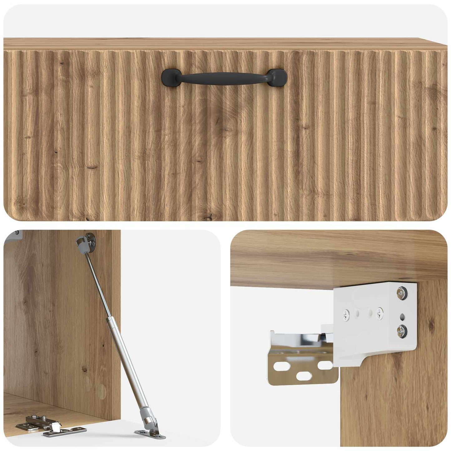 Fali TV szekrény 98 x 31 x 30 cm Kézműves Tölgy Szerelt Fa