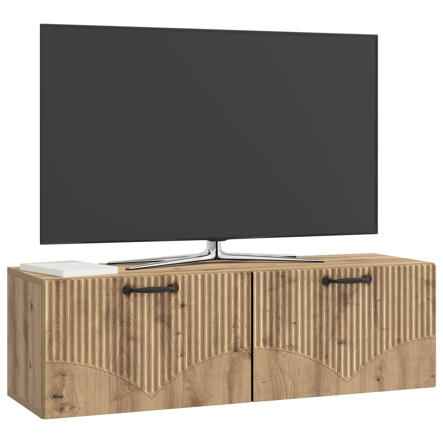 Fali TV szekrény 98 x 31 x 30 cm Kézműves Tölgy Szerelt Fa