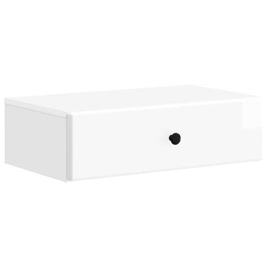 Fali oldaltábla Magasfényű Fehér 59 x 34,5 x 17 cm Szerelt Fa