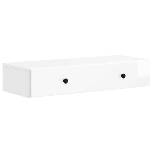 Fali oldaltábla Magasfényű Fehér 87,5 x 34,5 x 17 cm Szerelt Fa