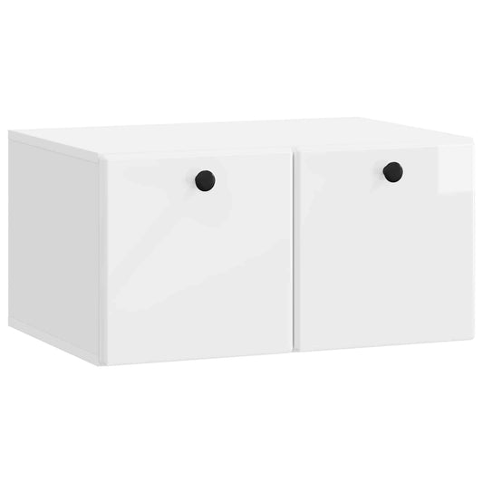 Fali TV szekrény 59,5 x 41 x 30 cm Magasfényű Fehér Szerelt Fa