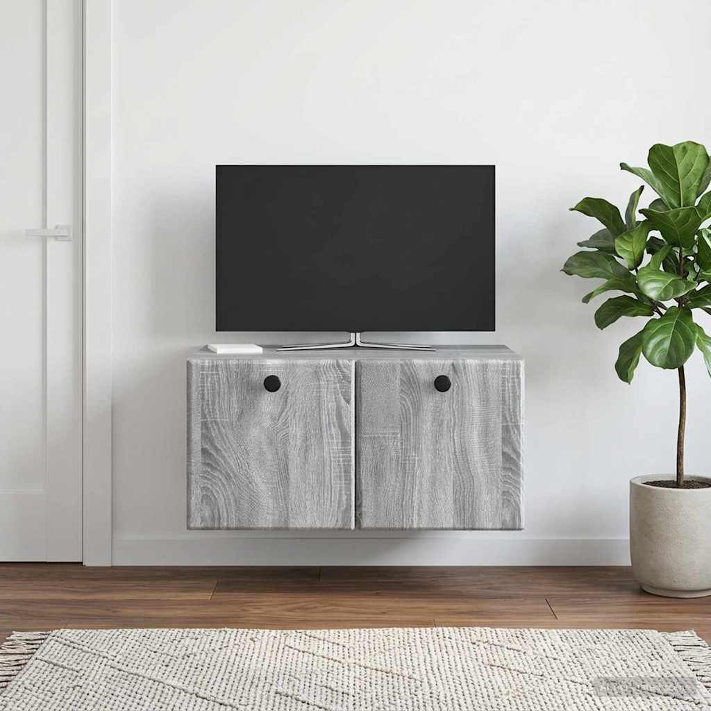 Fali TV szekrény 59,5 x 41 x 30 cm Szürke Sonoma Szerelt Fa