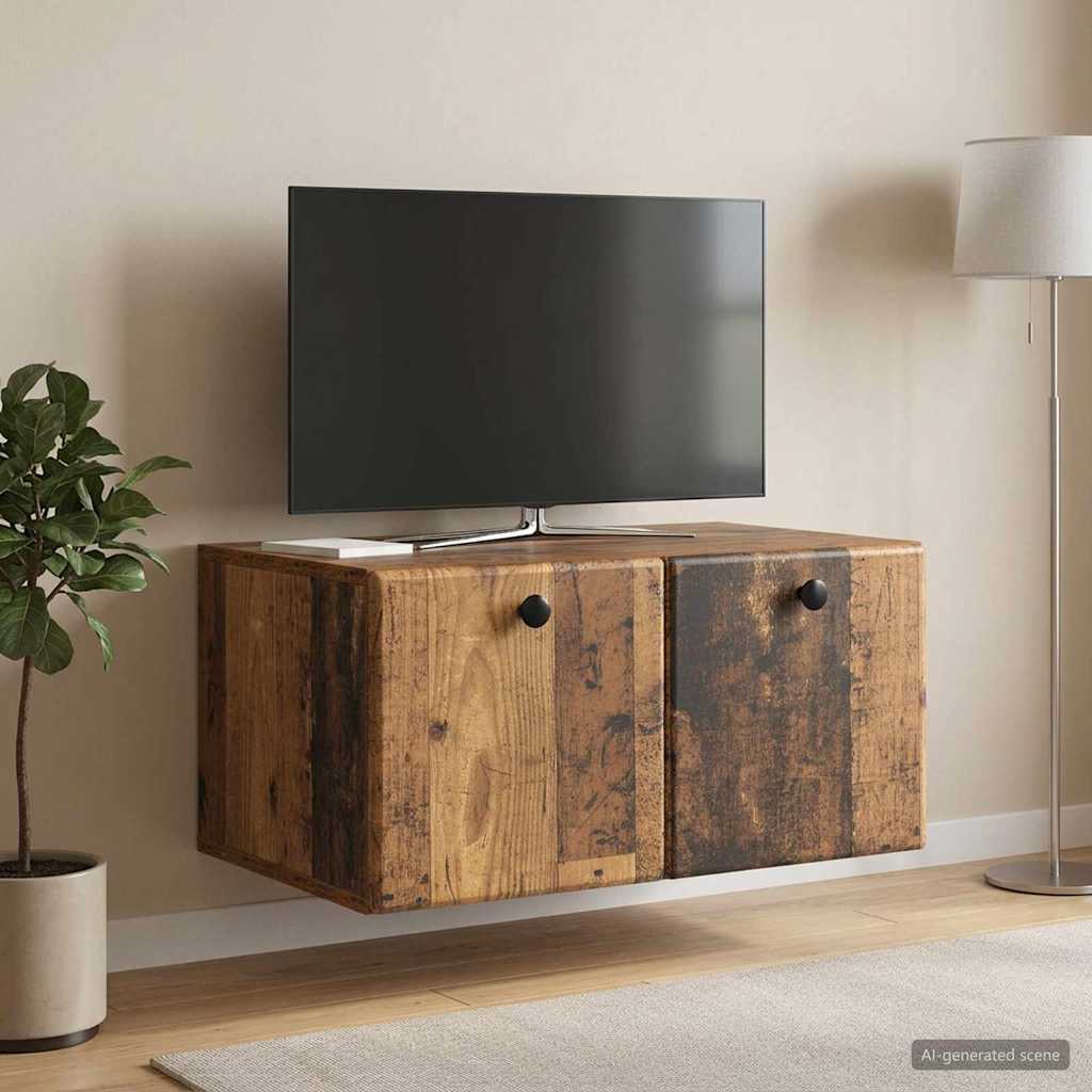 Fali TV szekrény 59,5 x 41 x 30 cm Antik Fa Szerelt Fa