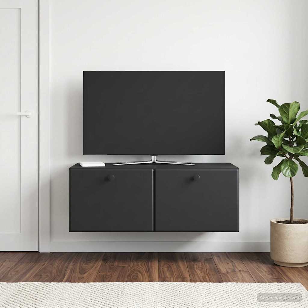 Fali TV szekrény 78,5 x 41 x 30 cm Fekete Szerelt Fa
