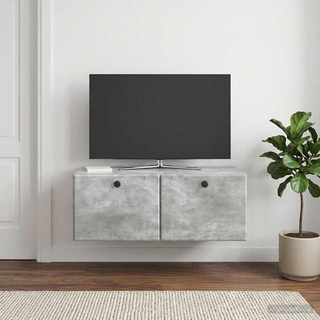 Fali TV szekrény 78,5 x 41 x 30 cm Betonszürke Szerelt Fa