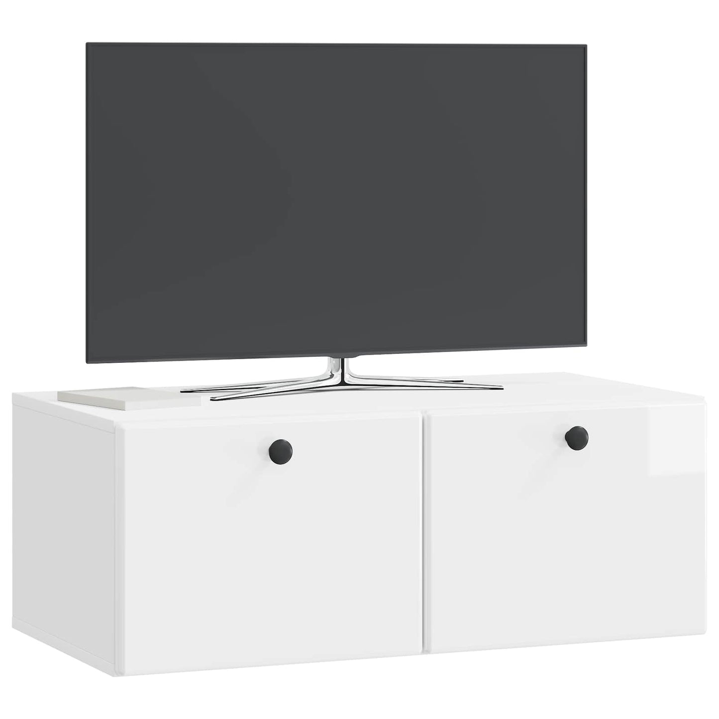 Fali TV szekrény 78,5 x 41 x 30 cm Magasfényű Fehér Szerelt Fa