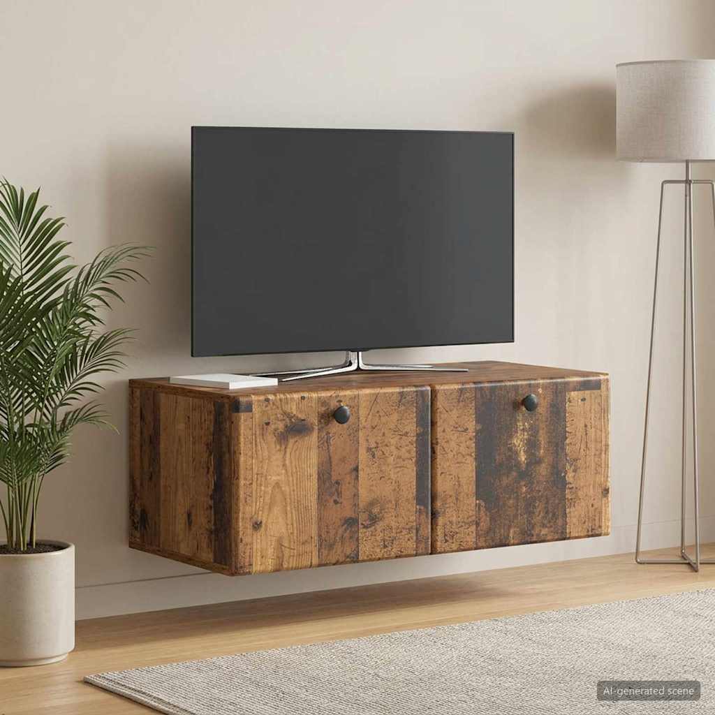 Fali TV szekrény 78,5 x 41 x 30 cm Antik Fa Szerelt Fa