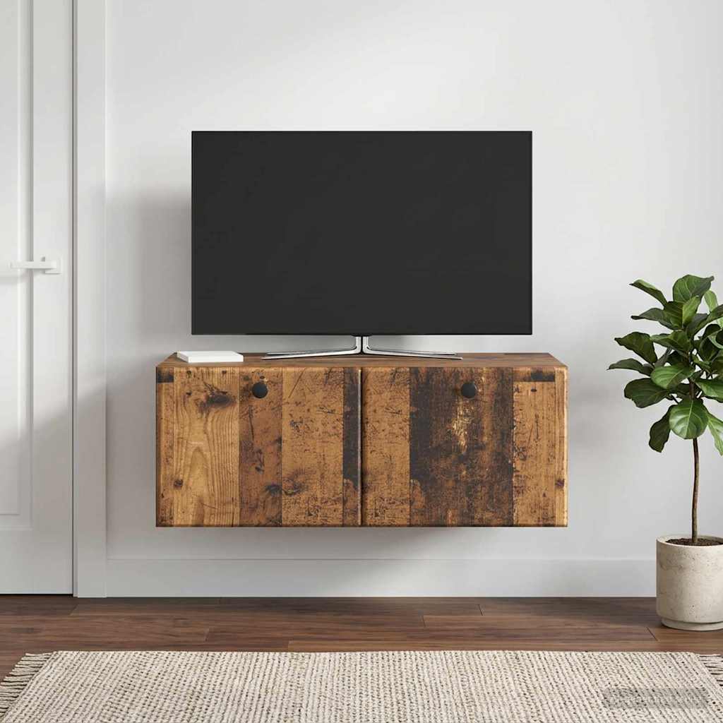 Fali TV szekrény 78,5 x 41 x 30 cm Antik Fa Szerelt Fa