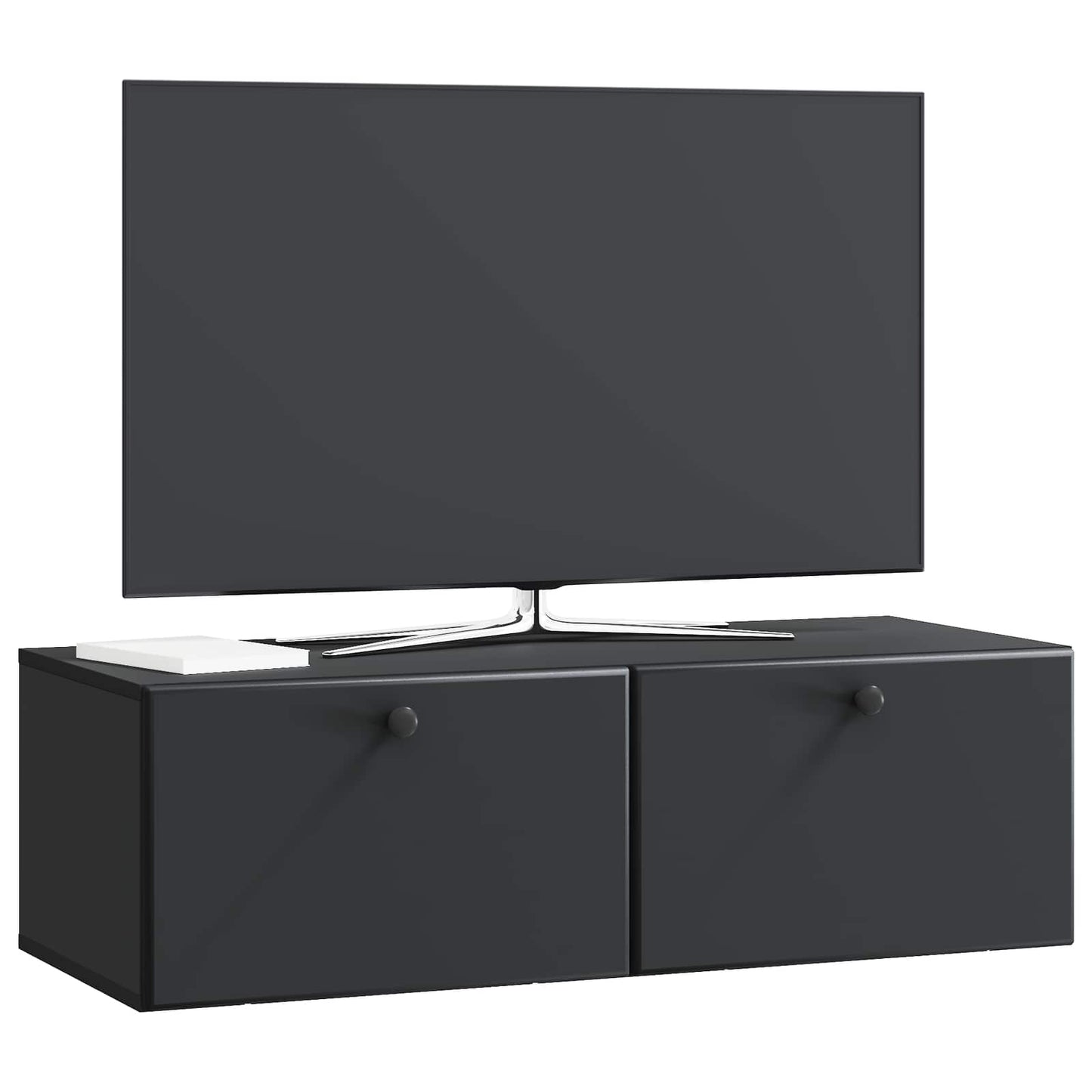 Fali TV szekrény 98 x 41 x 30 cm Fekete Szerelt Fa
