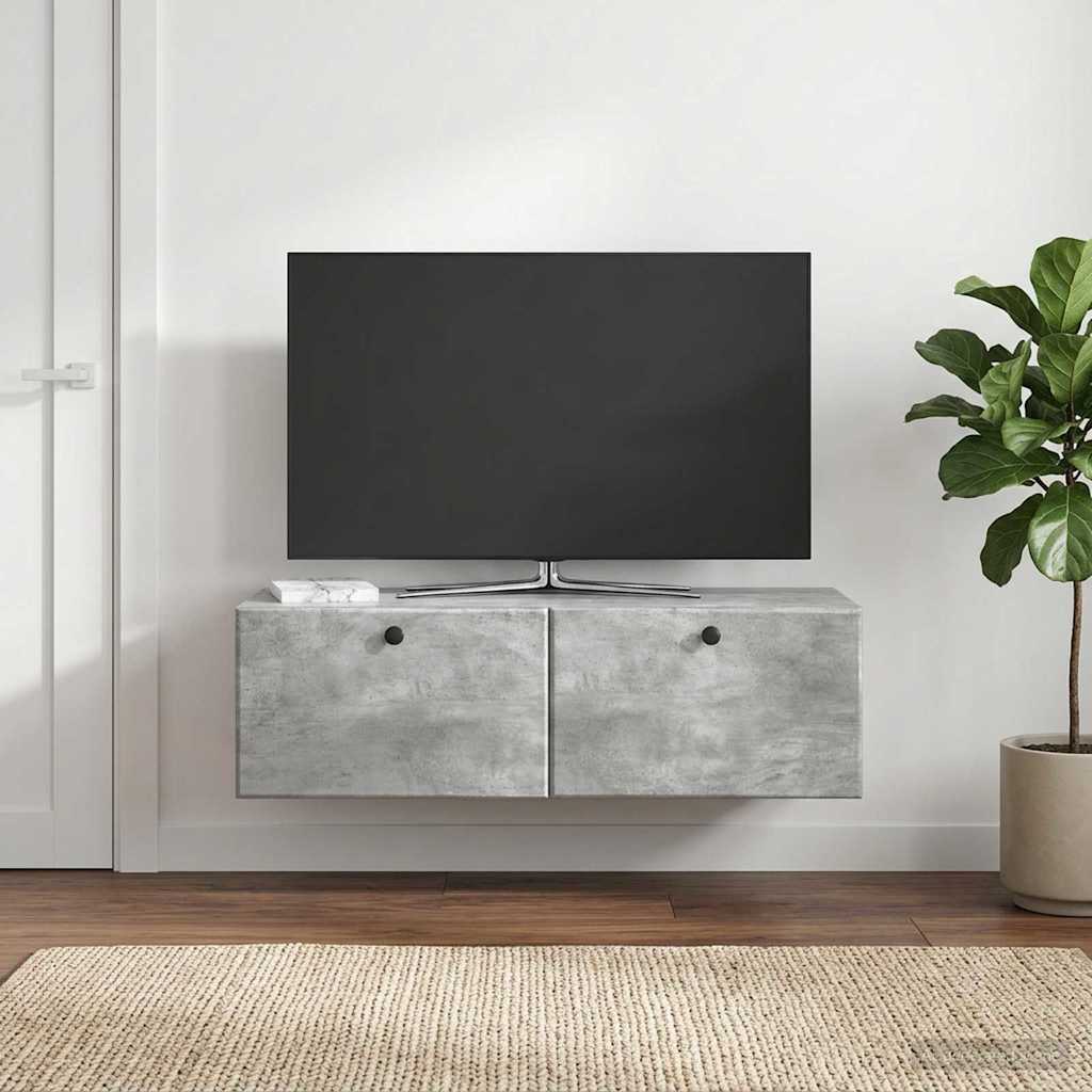 Fali TV szekrény 98 x 41 x 30 cm Betonszürke Szerelt Fa