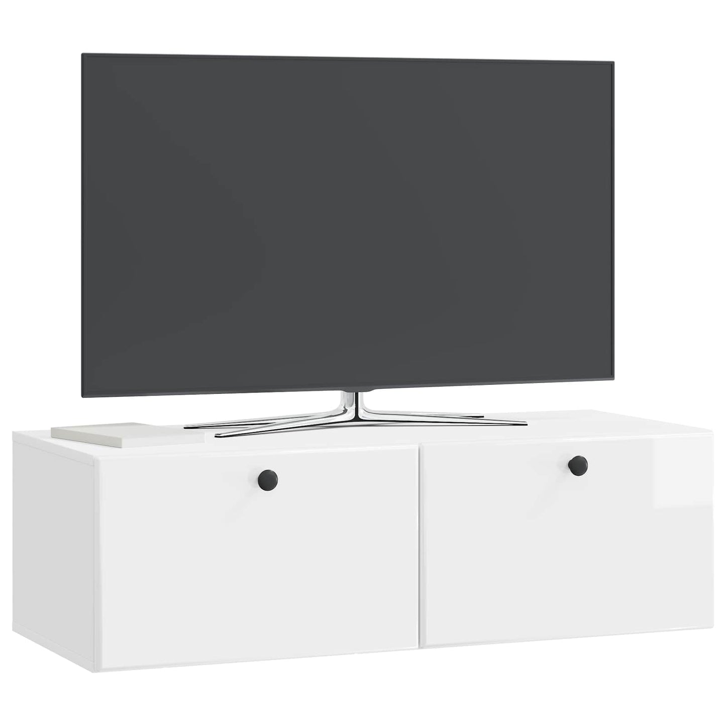 Fali TV szekrény 98 x 41 x 30 cm Magasfényű Fehér Szerelt Fa