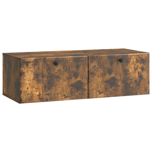 Fali TV szekrény 98 x 41 x 30 cm Füstös Tölgy Szerelt Fa