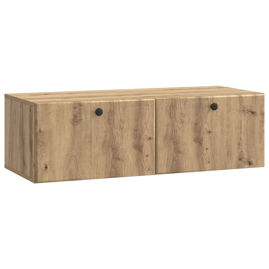 Fali TV szekrény 98 x 41 x 30 cm Kézműves Tölgy Szerelt Fa