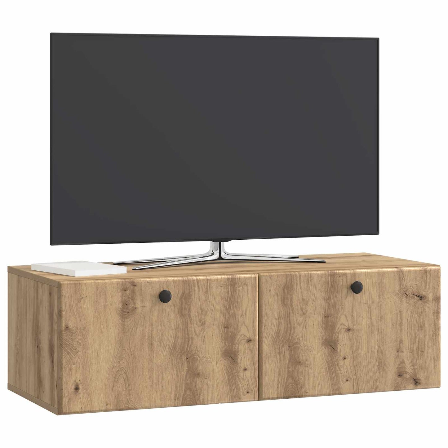 Fali TV szekrény 98 x 41 x 30 cm Kézműves Tölgy Szerelt Fa