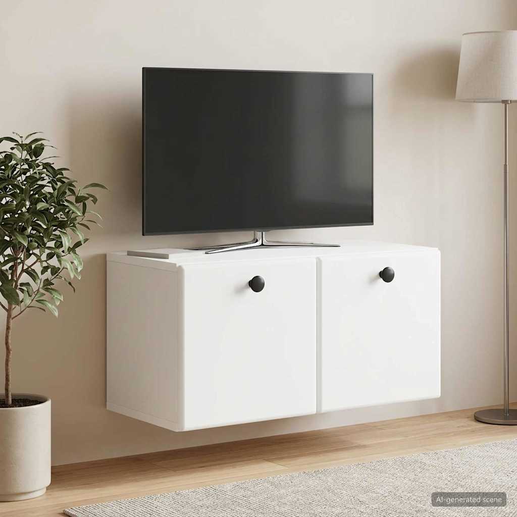 Fali TV szekrény 59,5 x 31 x 30 cm Fehér Szerelt Fa