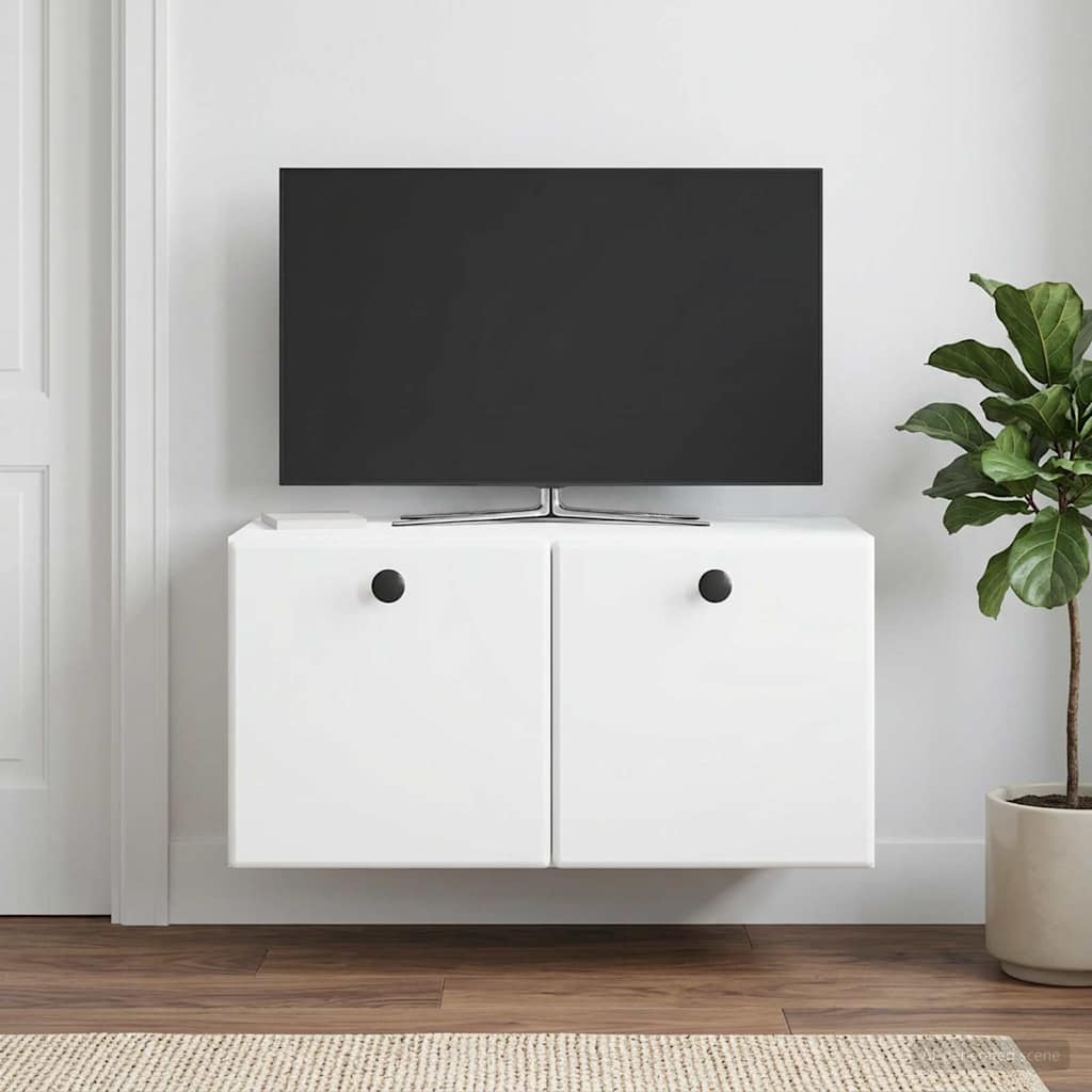 Fali TV szekrény 59,5 x 31 x 30 cm Fehér Szerelt Fa