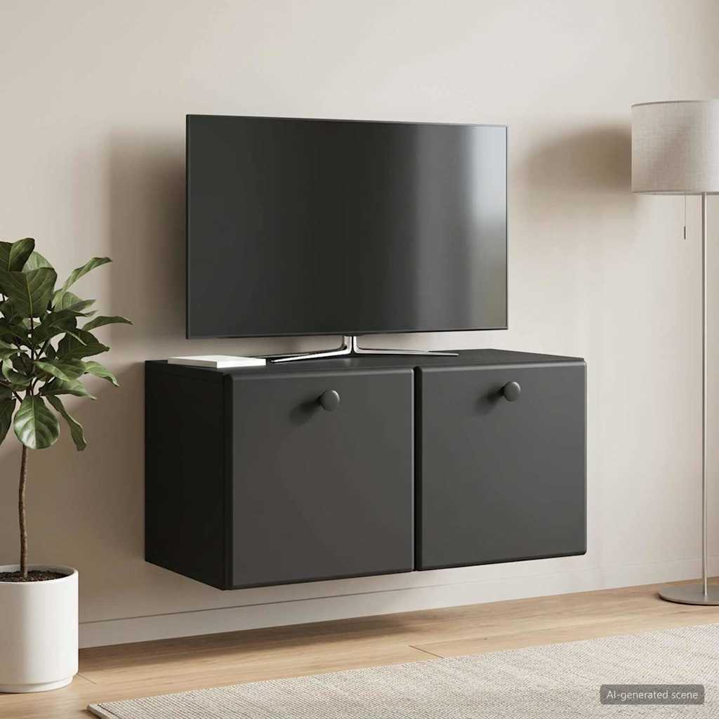 Fali TV szekrény 59,5 x 31 x 30 cm Fekete Szerelt Fa