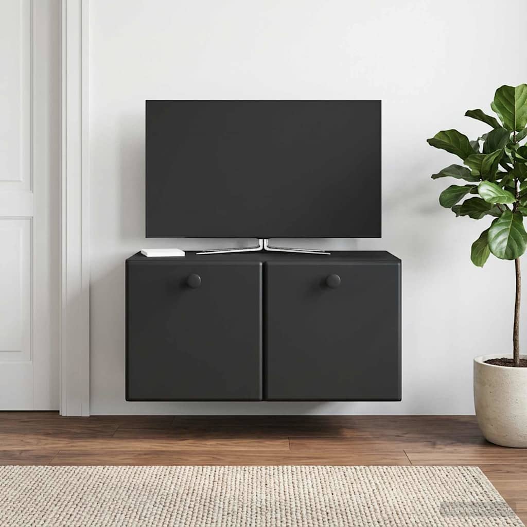 Fali TV szekrény 59,5 x 31 x 30 cm Fekete Szerelt Fa
