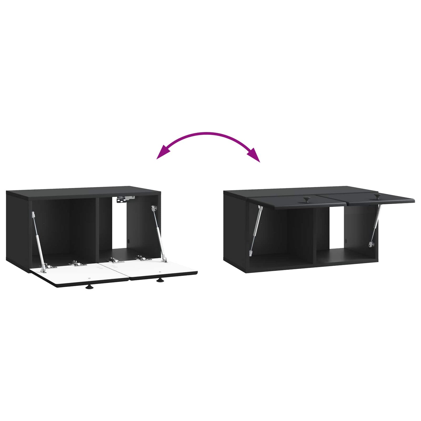 Fali TV szekrény 59,5 x 31 x 30 cm Fekete Szerelt Fa