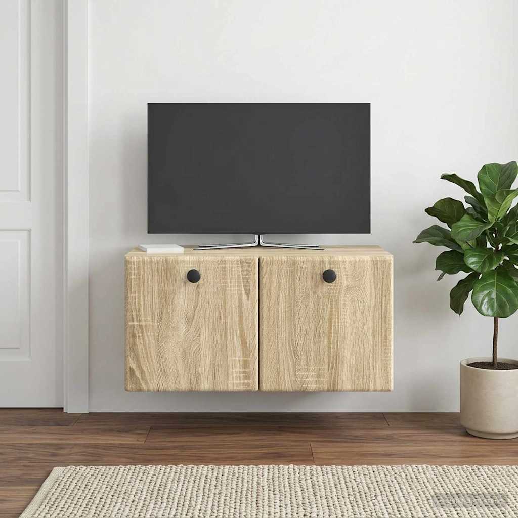 Fali TV szekrény 59,5 x 31 x 30 cm Sonoma Tölgy Szerelt Fa
