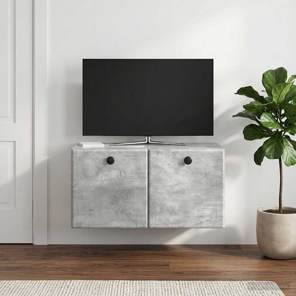 Fali TV szekrény 59,5 x 31 x 30 cm Betonszürke Szerelt Fa