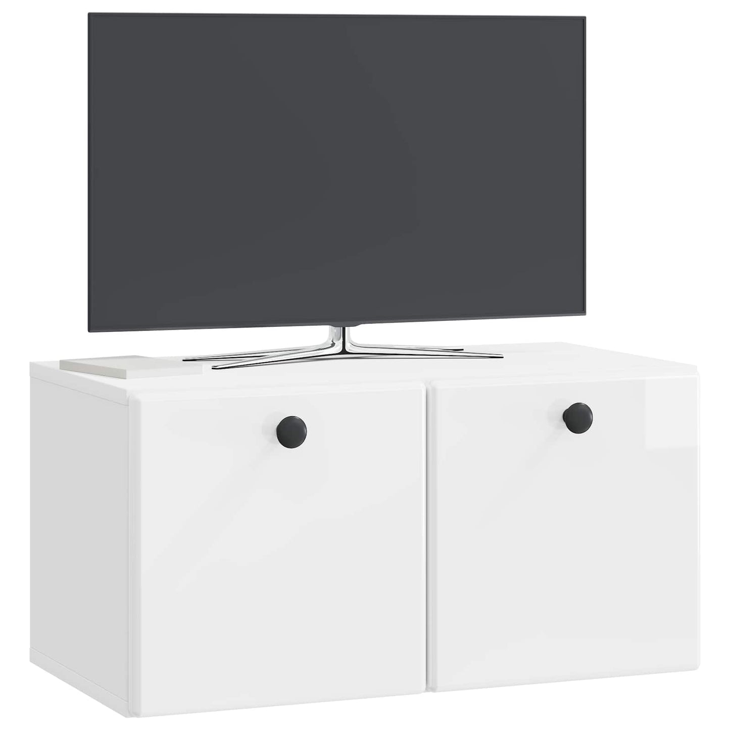 Fali TV szekrény 59,5 x 31 x 30 cm Magasfényű Fehér Szerelt Fa