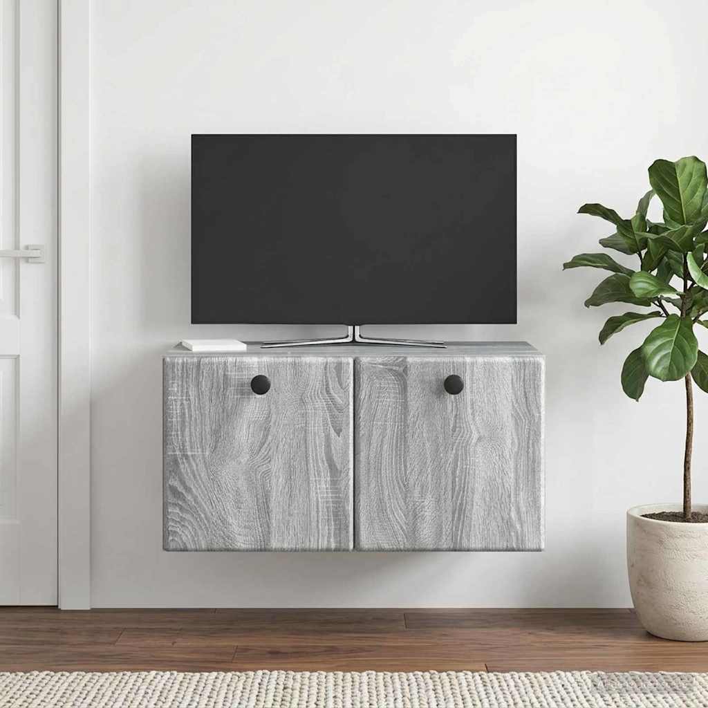 Fali TV szekrény 59,5 x 31 x 30 cm Szürke Sonoma Szerelt Fa