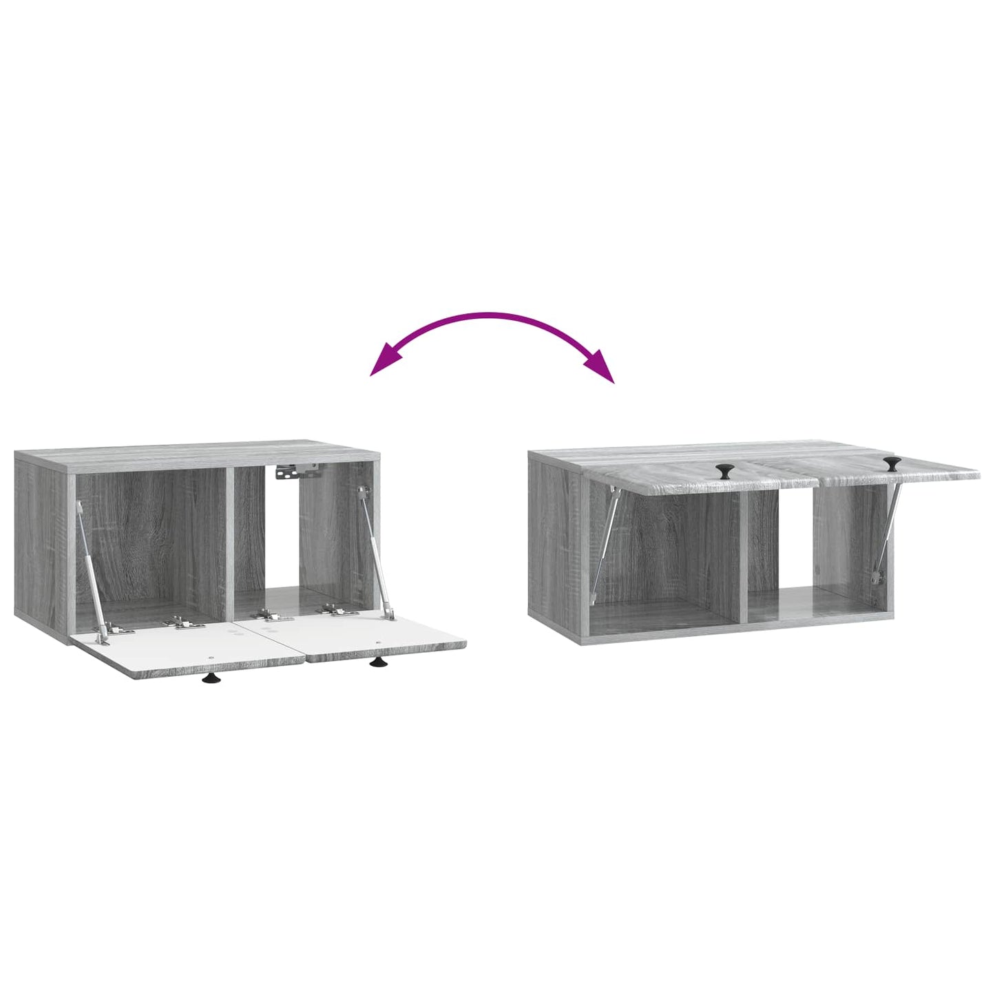 Fali TV szekrény 59,5 x 31 x 30 cm Szürke Sonoma Szerelt Fa