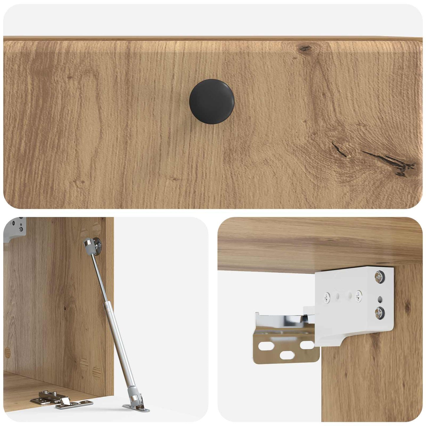 Fali TV szekrény 59,5 x 31 x 30 cm Kézműves Tölgy Szerelt Fa