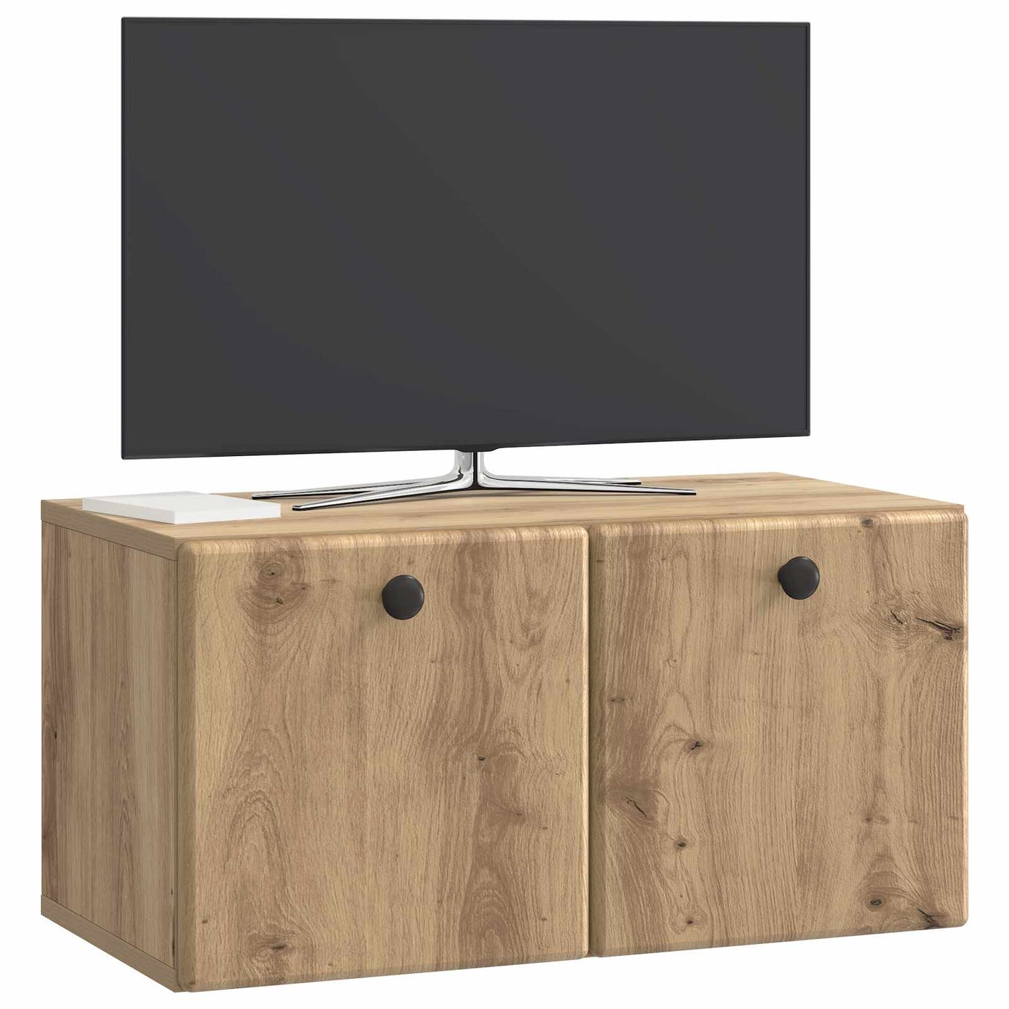 Fali TV szekrény 59,5 x 31 x 30 cm Kézműves Tölgy Szerelt Fa